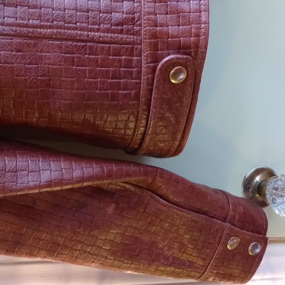 Men's Member's Only basket weave brown leather jacket coat Small - Picture 9 of 14